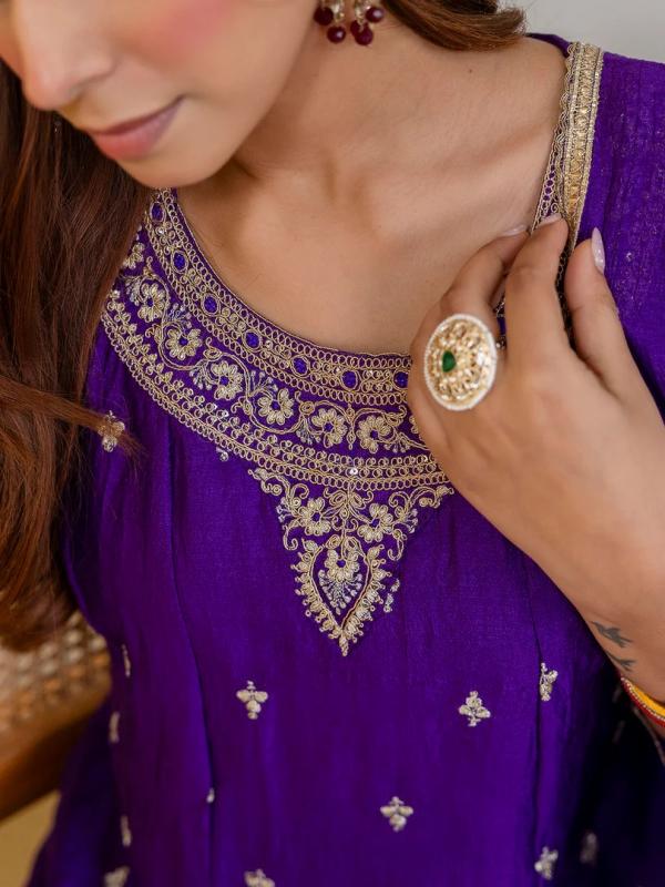 VP 9718 P Embroidered with Sequins Anarkali Kurta Pant Dupatta Set